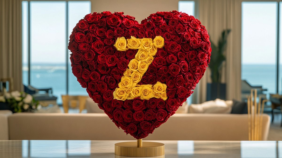 Custom Red Heart Rose Lamps with Letters A-Z - Imaginary Worlds