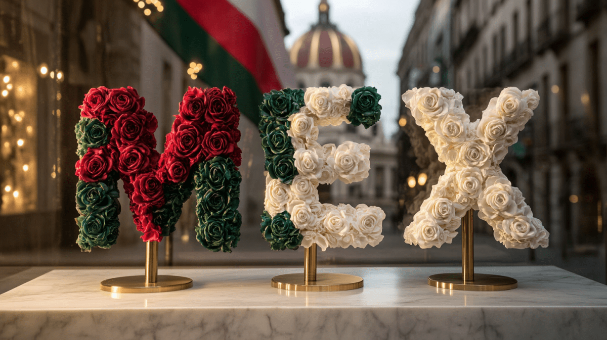 Rose Art for Mexico – Green, White & Red Elegance - Imaginary Worlds