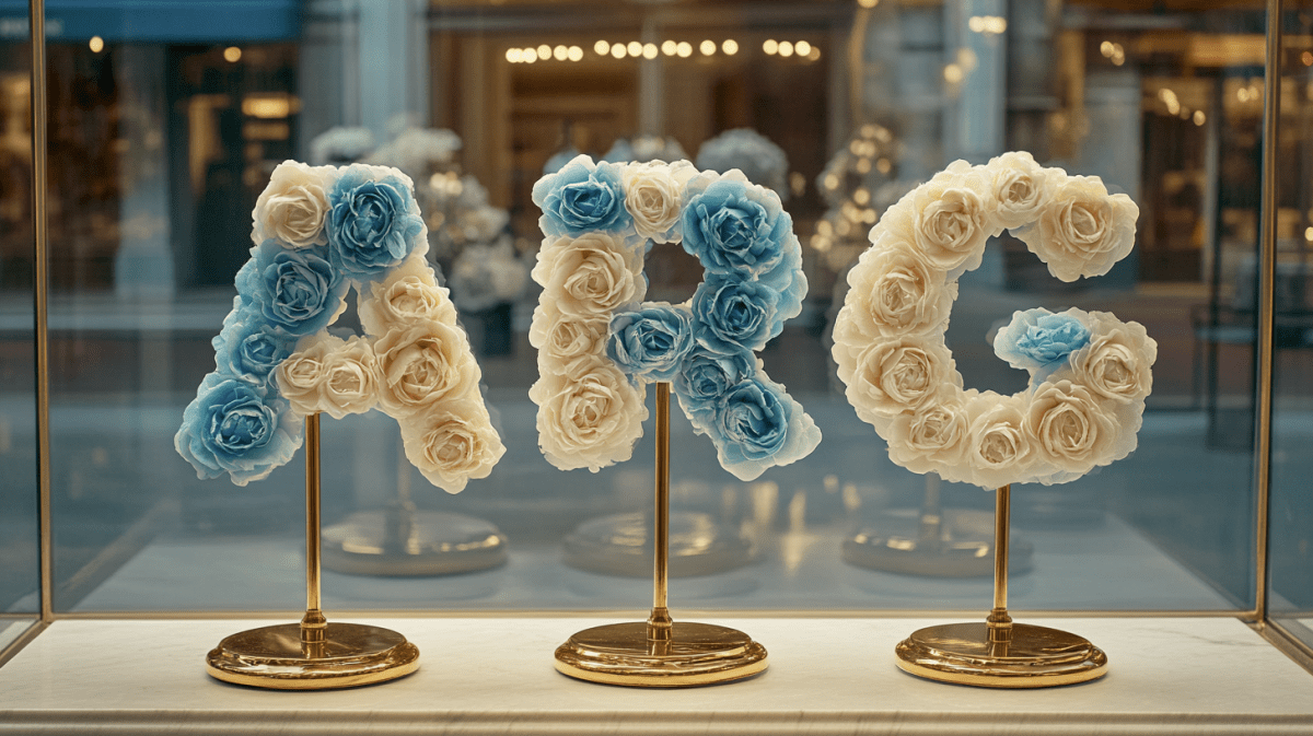 Rose Sculptures for Argentina – Sky Blue & White - Imaginary Worlds