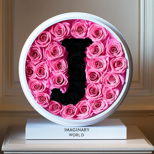 Alphabet Customized Black and Pink Rose Lamp - Imaginary Worlds