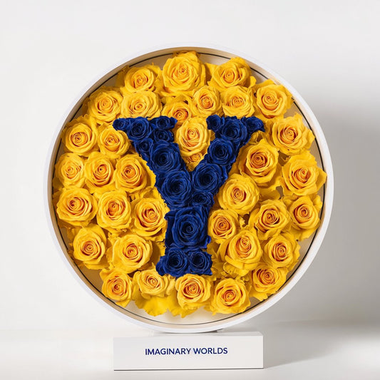 Alphabet Customized Blue and Yellow Rose Lamp - Imaginary Worlds