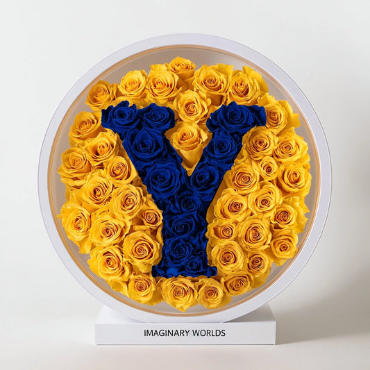 Alphabet Customized Blue and Yellow Rose Lamp - Imaginary Worlds