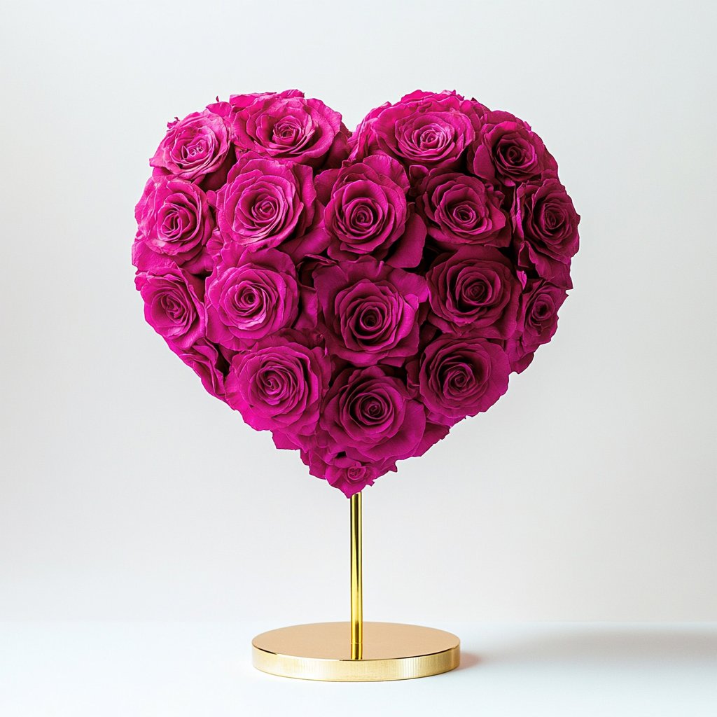 Aphrodite and Ares Magenta Rose Heart Lamp - Imaginary Worlds