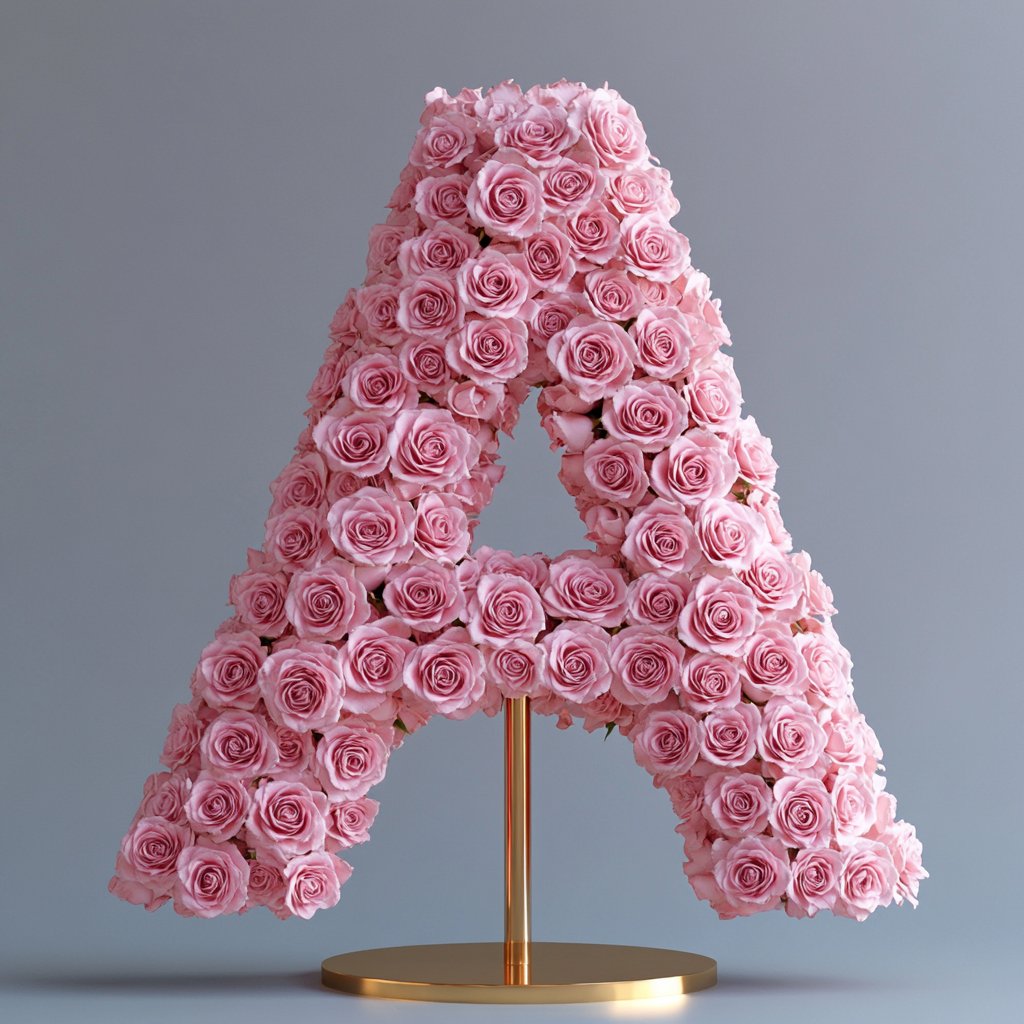 Aphrodite Pink Rose Letter A Lamp - Imaginary Worlds