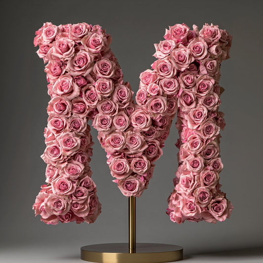 Aphrodite Pink Rose Letter M Lamp - Imaginary Worlds