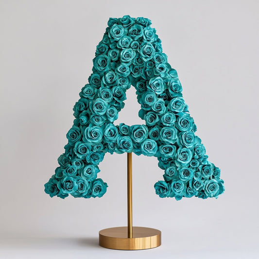 Aphrodite Teal Rose Letter A Lamp - Imaginary Worlds