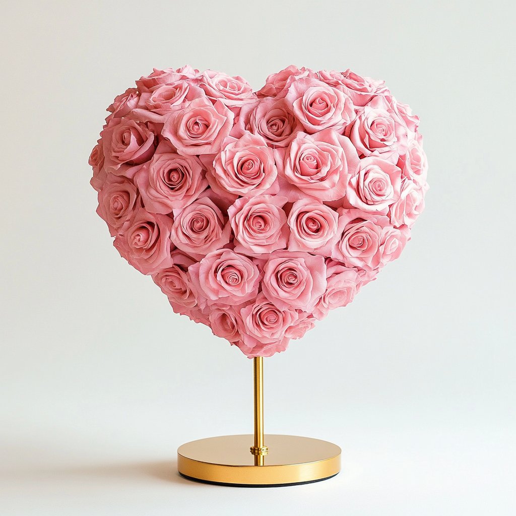 Ariel and Eric Pink Rose Heart Lamp - Imaginary Worlds