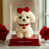 Bichon Frise Floral Art with Red Bow and Roses - Imaginary Worlds