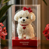 Bichon Frise Floral Art with Red Bow and Roses - Imaginary Worlds