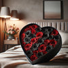 Black and Red Roses in Heart-Shaped Black Velvet Box - Imaginary Worlds