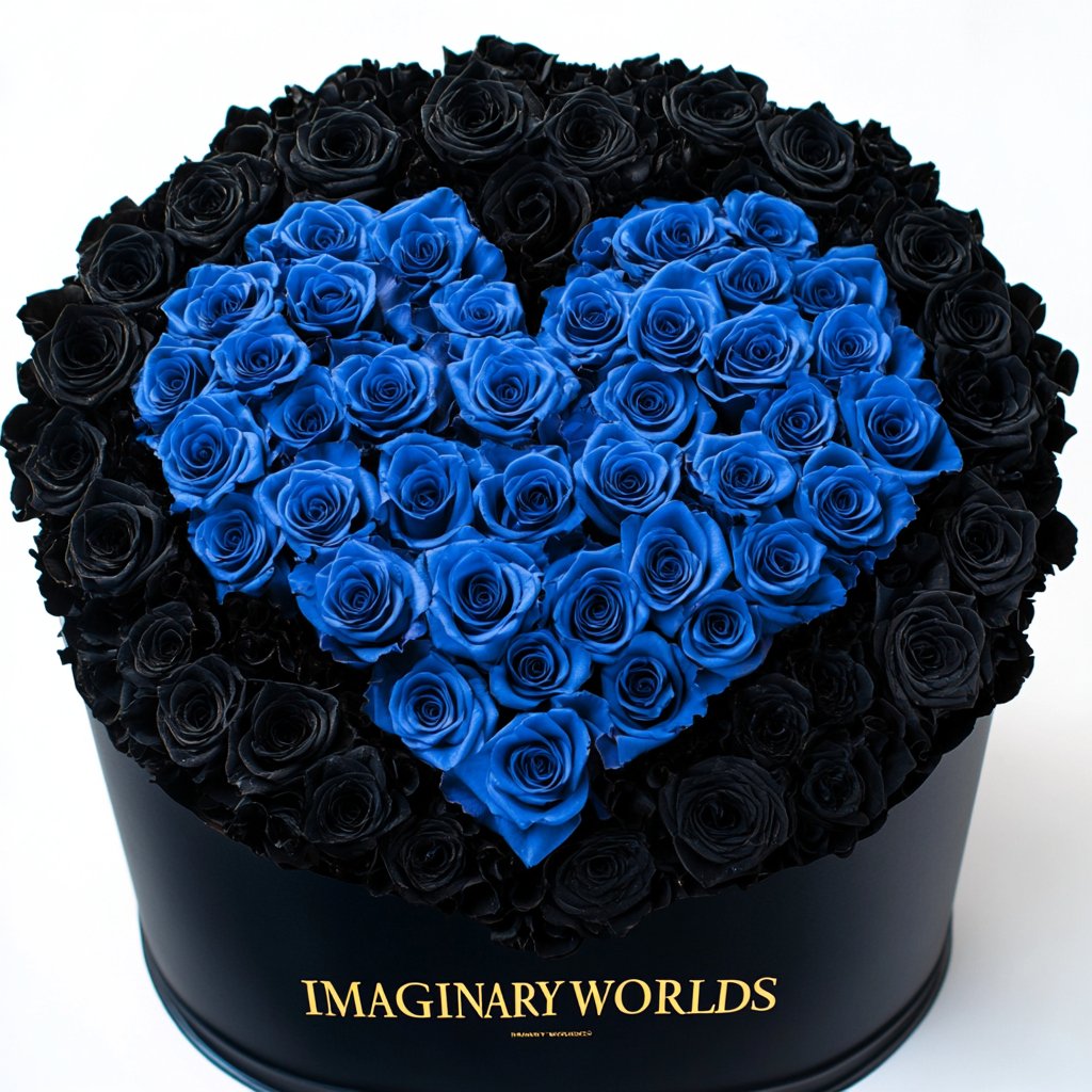 Black Ramo Buchon with Blue Rose Heart - Imaginary Worlds