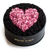 Black Ramo Buchon with Pink Rose Heart - Imaginary Worlds