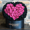 Black Ramo Buchon with Pink Rose Heart - Imaginary Worlds