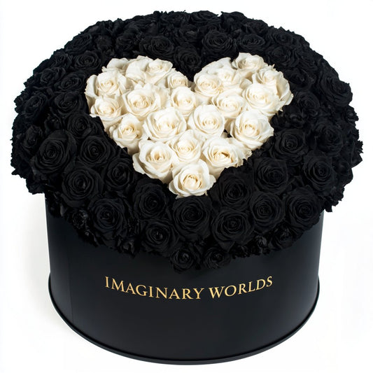 Black Ramo Buchon with White Rose Heart - Imaginary Worlds