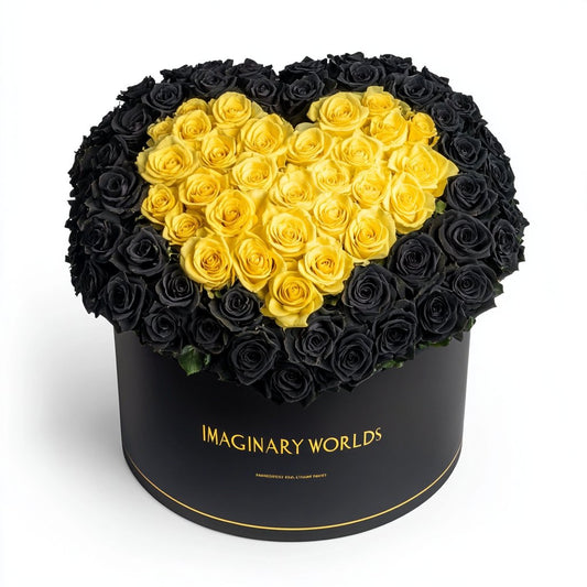 Black Ramo Buchon with Yellow Rose Heart - Imaginary Worlds