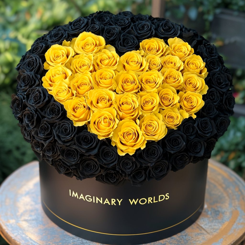 Black Ramo Buchon with Yellow Rose Heart - Imaginary Worlds