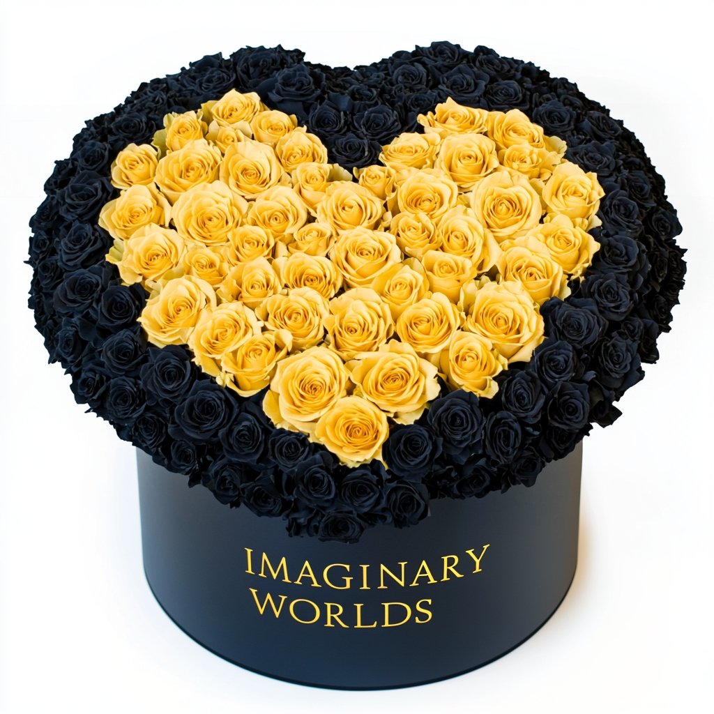 Black Ramo Buchon with Yellow Rose Heart - Imaginary Worlds