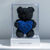 Black Rose Bear with Blue Roses Heart - Imaginary Worlds