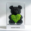 Black Rose Bear with Green Roses Heart - Imaginary Worlds