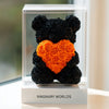 Black Rose Bear with Orange Roses Heart - Imaginary Worlds