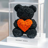 Black Rose Bear with Orange Roses Heart - Imaginary Worlds