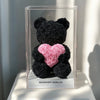 Black Rose Bear with Pink Roses Heart - Imaginary Worlds