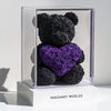 Black Rose Bear with purple Roses Heart - Imaginary Worlds