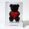 Black Rose Bear with Red Roses Heart - Imaginary Worlds