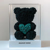 Black Rose Bear with Teal Roses Heart - Imaginary Worlds