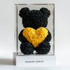 Black Rose Bear with Yellow Roses Heart - Imaginary Worlds