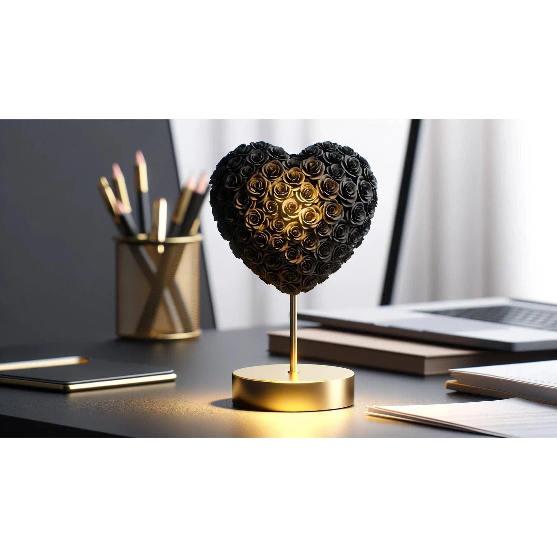 Black Rose Heart Lamp - Imaginary Worlds