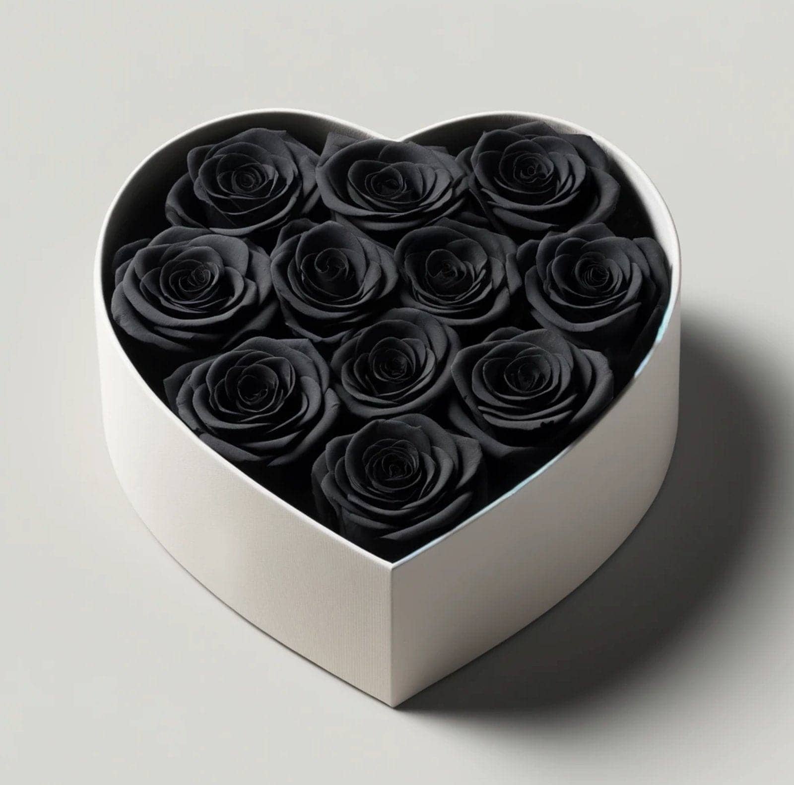 Black Roses in Heart-Shaped White Box - Imaginary Worlds