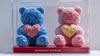 Blue and Pink Rose Bear Set with Pink and Yellow Hearts - Imaginary Worlds