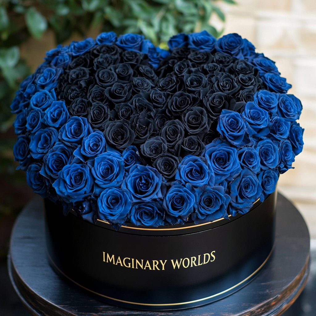 Blue Ramo Buchon with Black Rose Heart - Imaginary Worlds