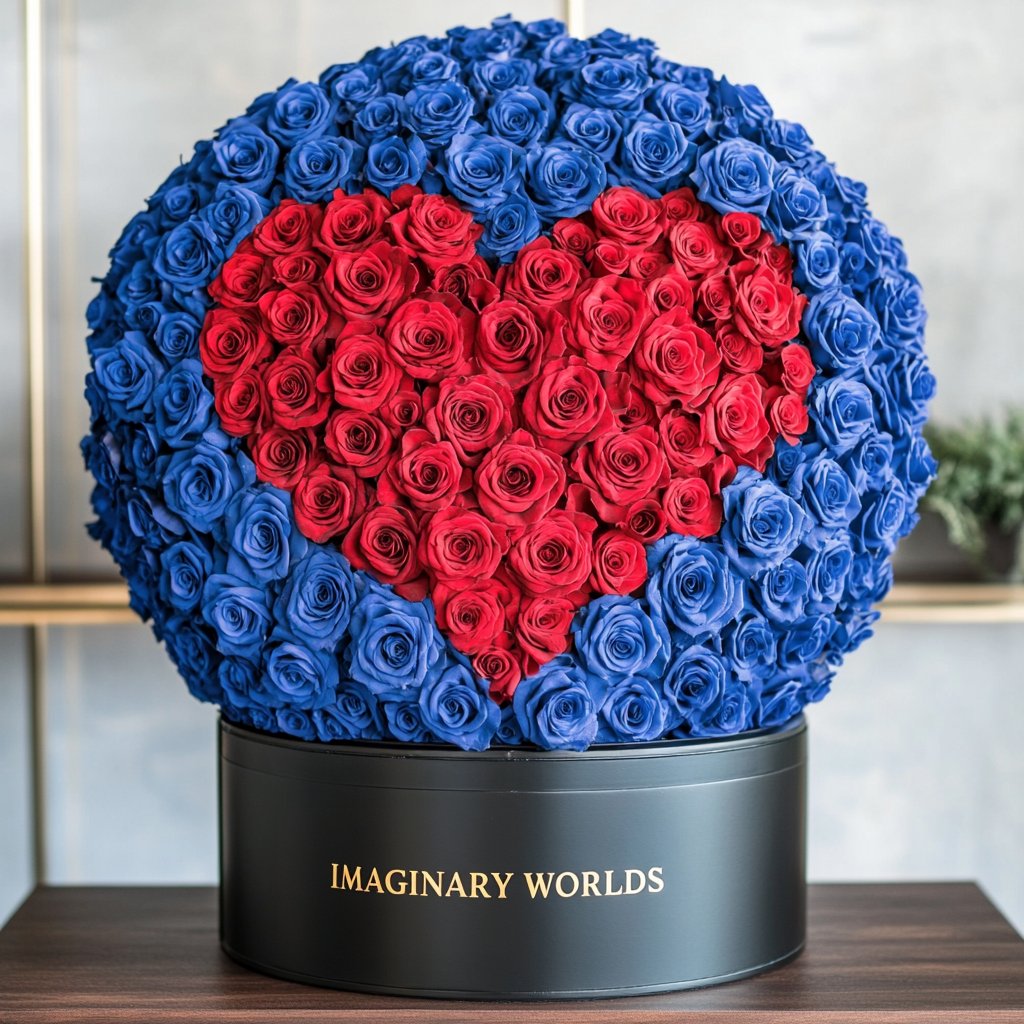 Blue Ramo Buchon with Red Rose Heart - Imaginary Worlds