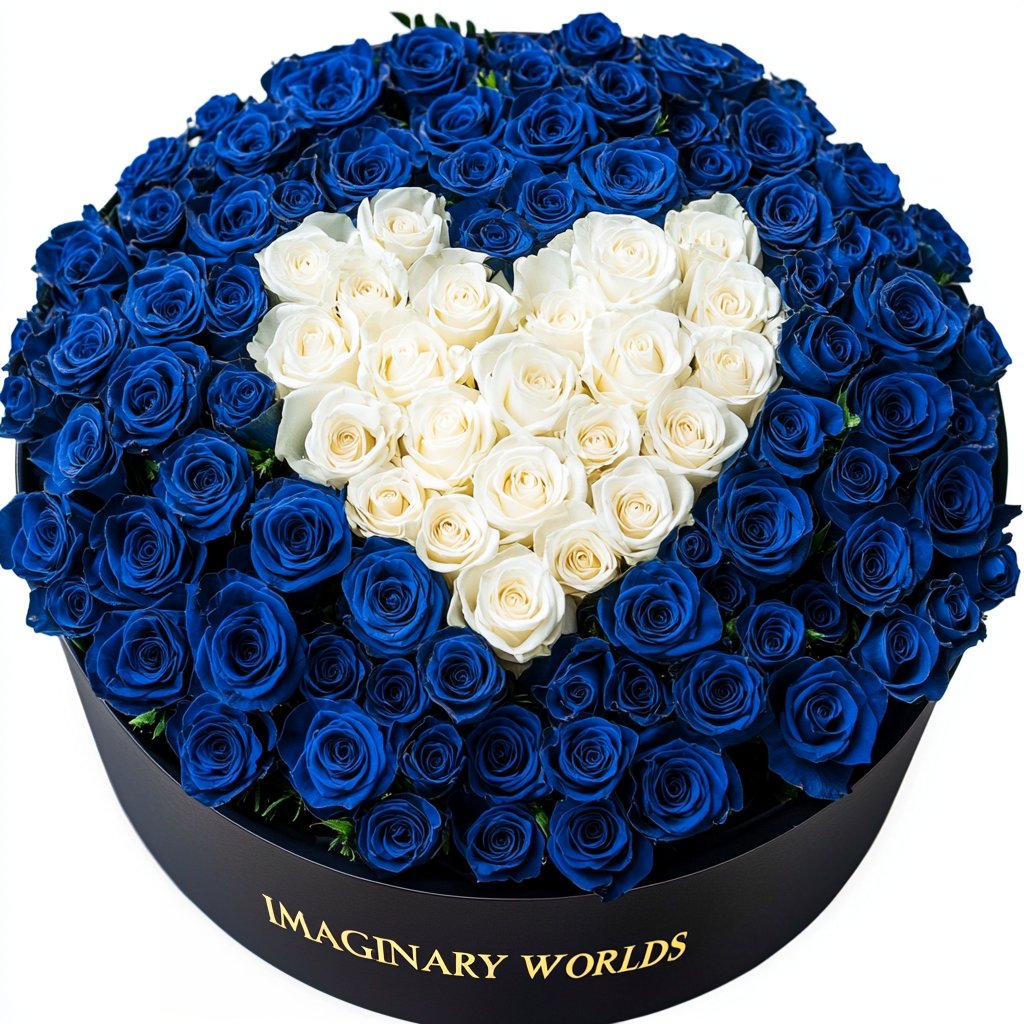 Blue Ramo Buchon with White Rose Heart - Imaginary Worlds