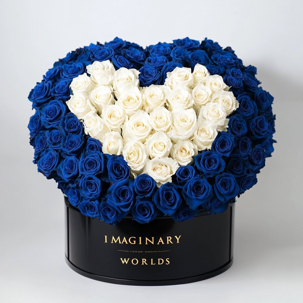 Blue Ramo Buchon with White Rose Heart - Imaginary Worlds