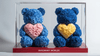 Blue Rose Bear Set with Pink and Yellow Hearts - Imaginary Worlds