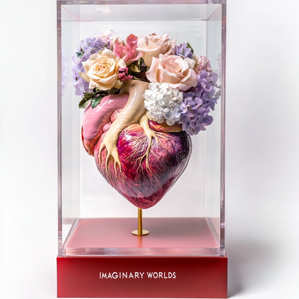 Blush Bloom Forever Rose Heart Sculpture - Imaginary Worlds