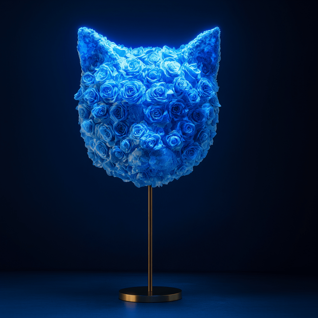 Cat's Meow Blue Roses Lamp - Imaginary Worlds