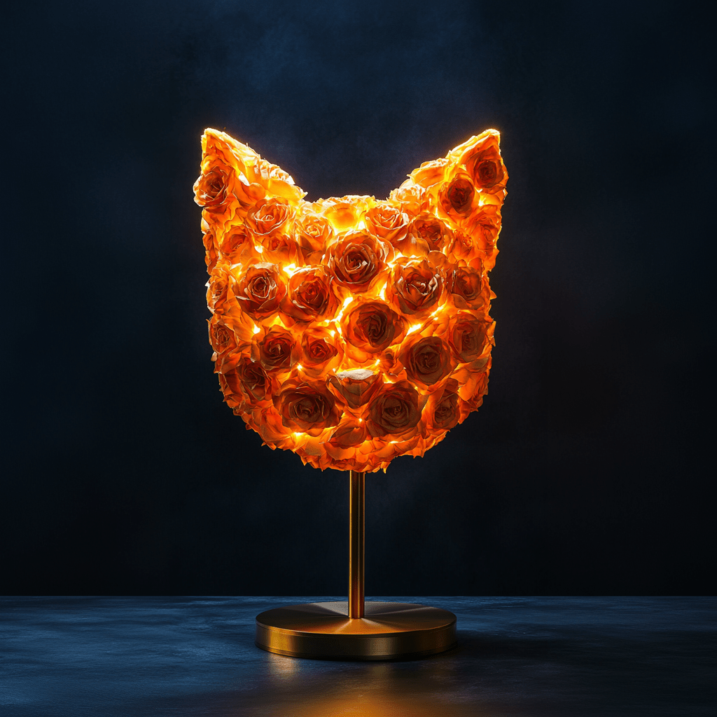 Cat's Meow Orange Roses Lamp - Imaginary Worlds