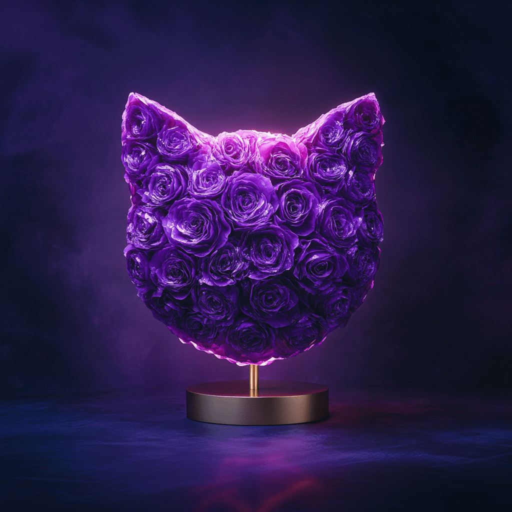 Cat's Meow Purple Roses Lamp - Imaginary Worlds