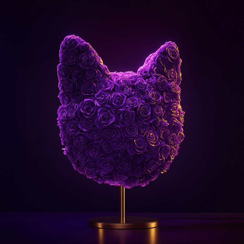 Cat's Meow Purple Roses Lamp - Imaginary Worlds