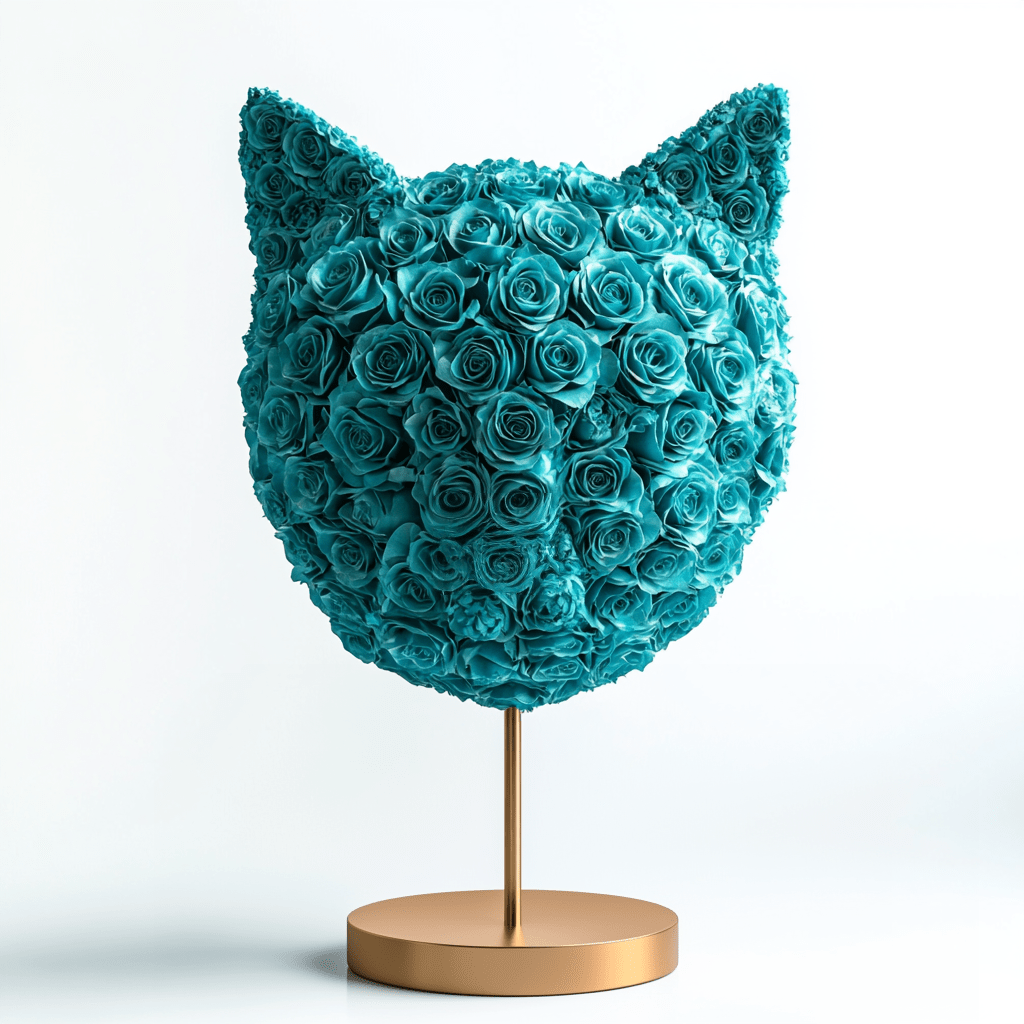 Cat's Meow Teal Roses Lamp - Imaginary Worlds