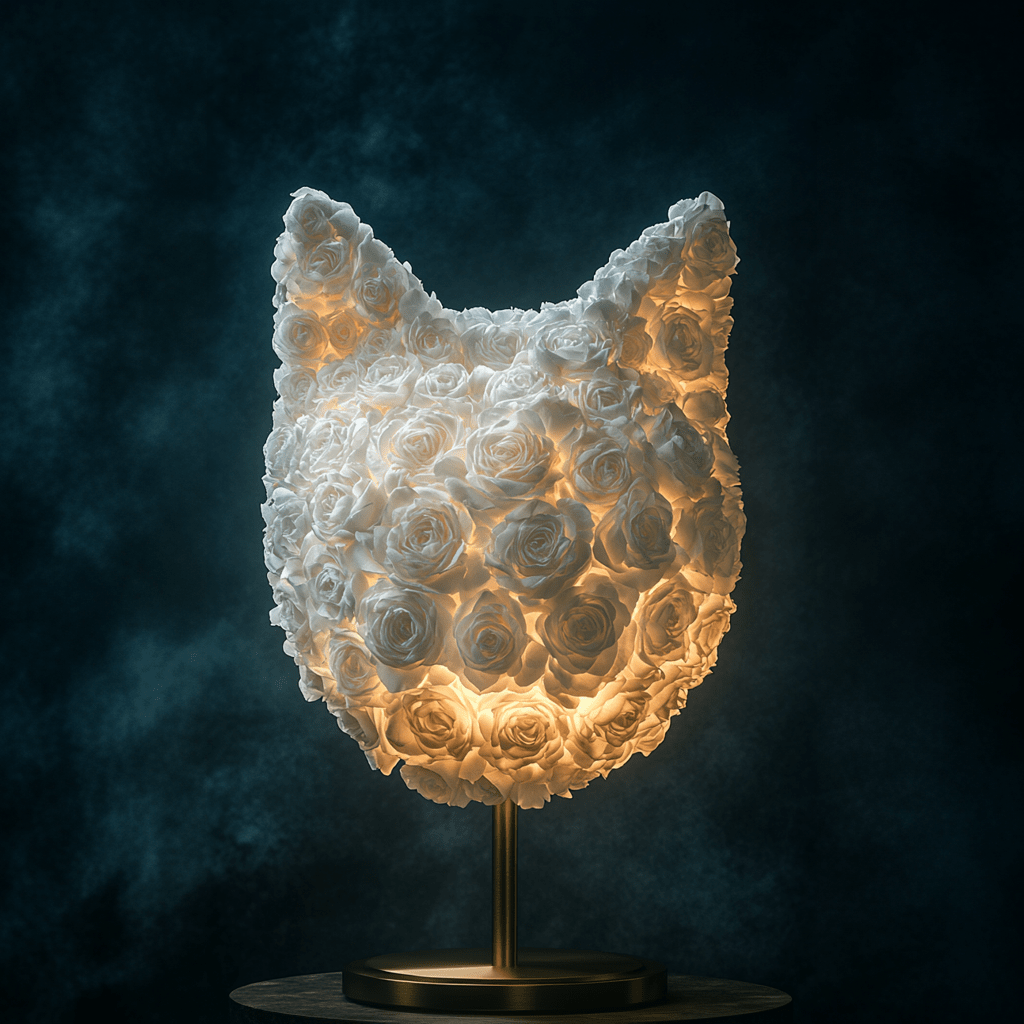 Cat's Meow White Roses Lamp - Imaginary Worlds