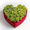 Chartreuse Forever Roses in Heart - Shaped Velvet Box - Imaginary Worlds