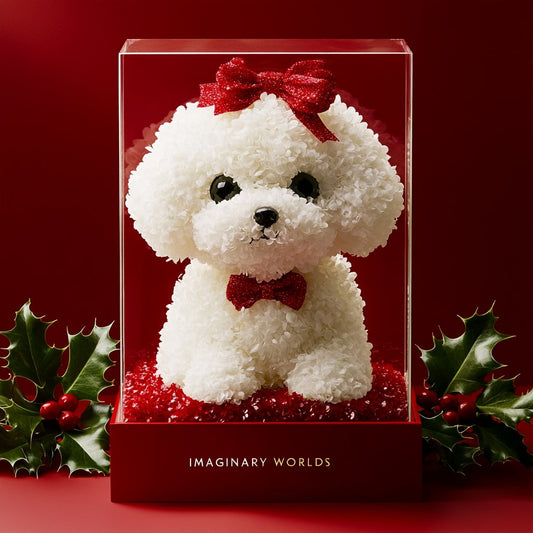 Christmas Bichon Frise Floral Sculpture - Imaginary Worlds