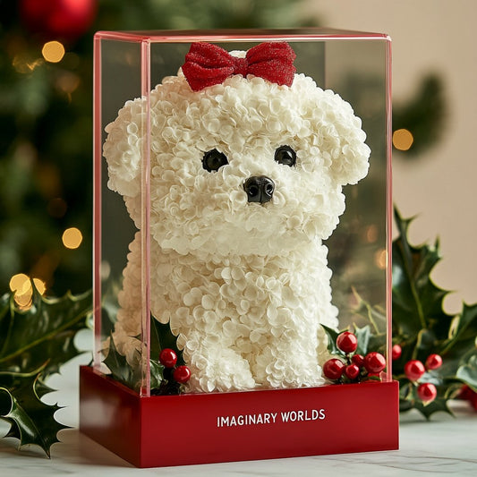 Christmas Bichon Frise Floral Sculpture - Imaginary Worlds