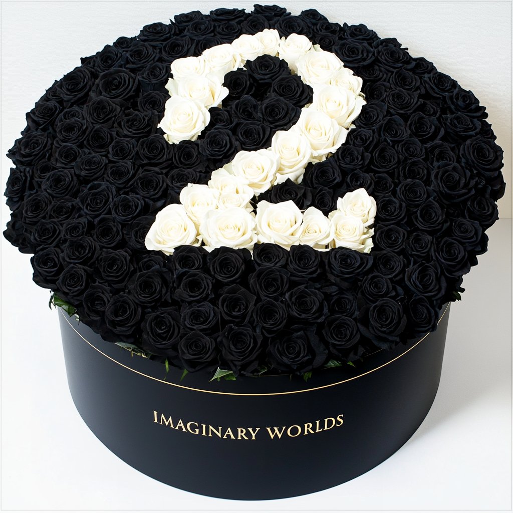 Custom Black and White Numeric Rose Box - Imaginary Worlds