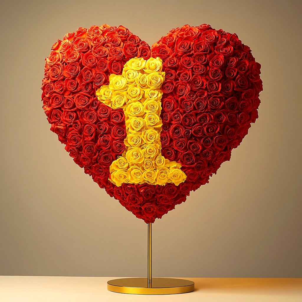 Custom Red Heart Rose Lamp with Color '1' - Imaginary Worlds